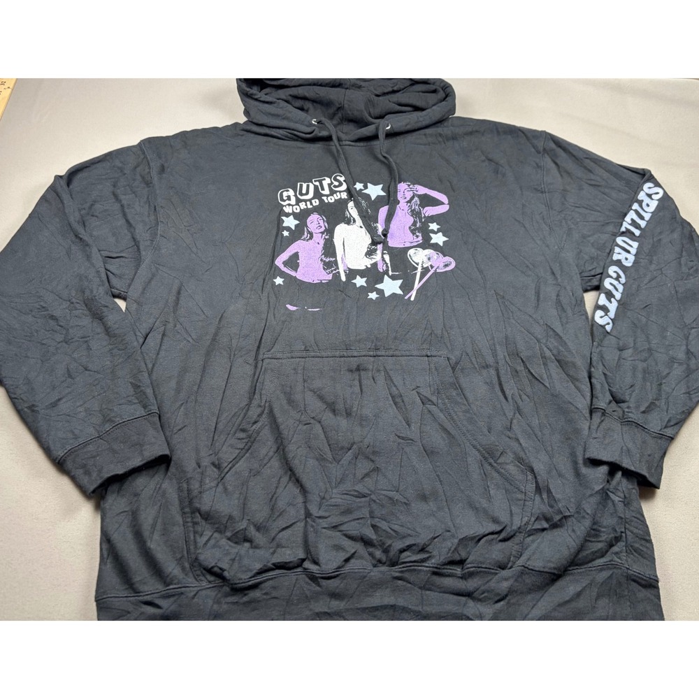 Olivia Rodrigo GUTS World Tour Hoodie Black Purple Graphic Concert Merch XL